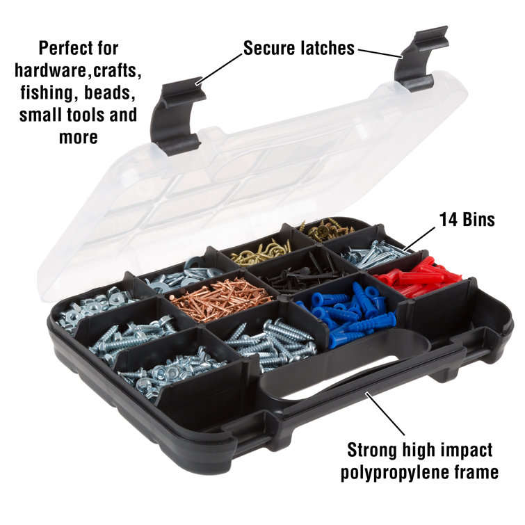 Stalwart Portable Storage Case with Secure Locks and 14 Small